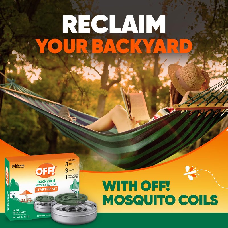 OFF! Backyard Outdoor Mosquito Repellent Coil Starter Pack, Perfect for Outdoor Patios, Country Fresh Scent, 3 Piece