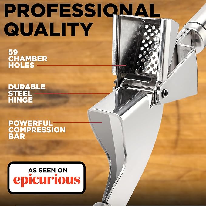 Alpha Grillers Garlic Press Stainless Steel, Mincer, Crusher & Peeler