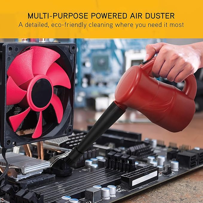 XPOWER A-2S Cyber Duster Electric Air Duster for Dusting, Drying, Inflating, Blowing, Car Detailing, Computer, Leaf Blowing, 90 CFM, 2 Nozzles + 1 Brush, High Performance Motor, Eco-Friendly, Red