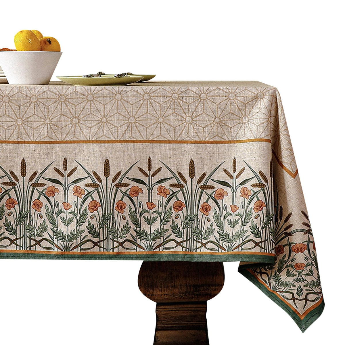 patdrea Vintage French Linen Tablecloth,Rectangular,87"x55"-Wensel
