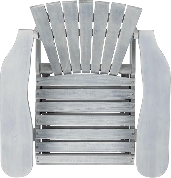 SAFAVIEH Outdoor Collection Merlin Ash Grey Adirondack Chair with Retractable Footrest