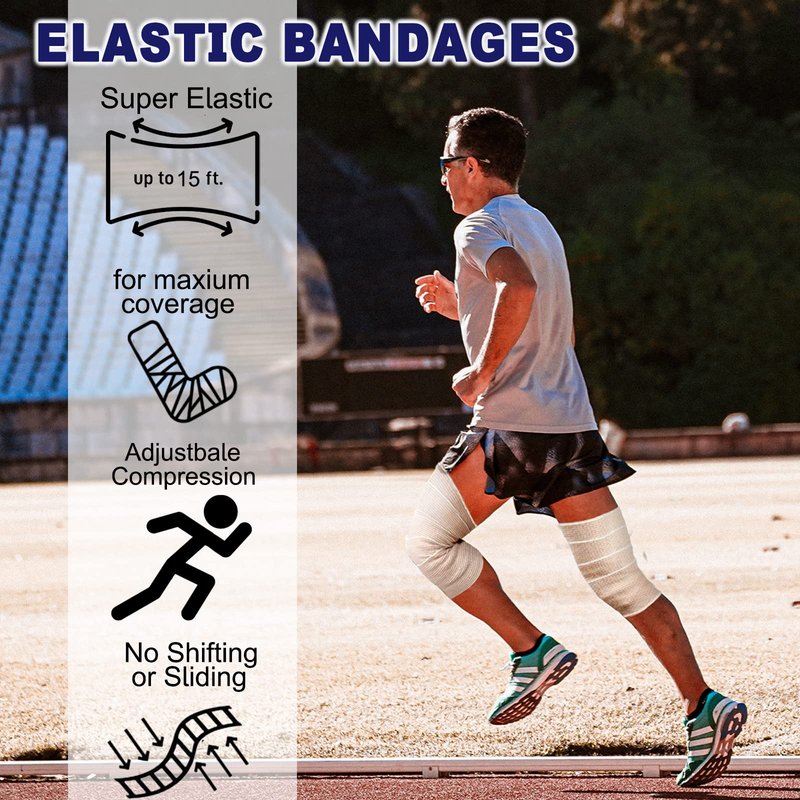 24 Pack Elastic Bandage Wrap 4” Bandage Wrap with Hook and Loop Closure on Both Ends Self Adhesive Bandage Wrap for Sports, Medical, and Injury Recovery
