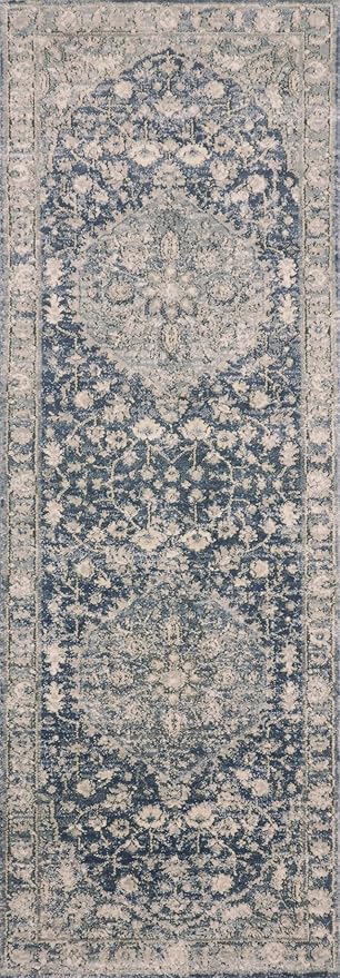 Loloi Teagan Collection TEA-01 Denim/Mist 7'-11" x 10'-6" Area Rug, Large, Soft Neutral Rug, High-Traffic for Living Room, Bedroom, Home Office, Dining Area