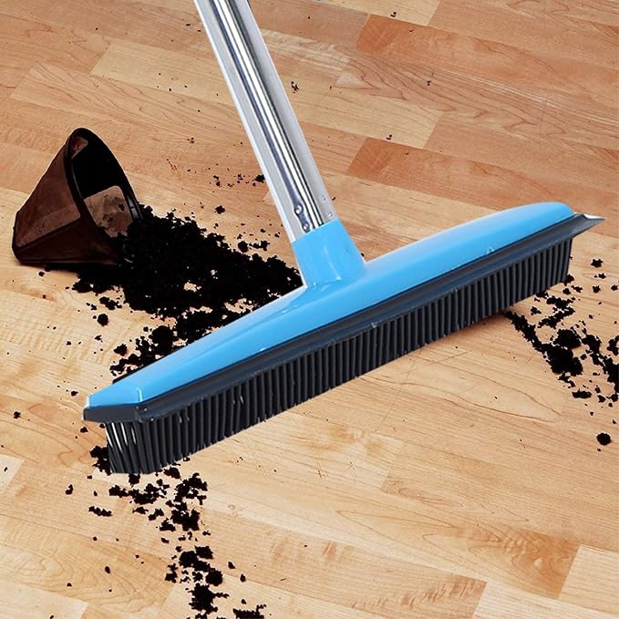 Multifunctional Broom, Telescopic Carpet Rake Rubber Pp 12.6in Brush Easy Wash