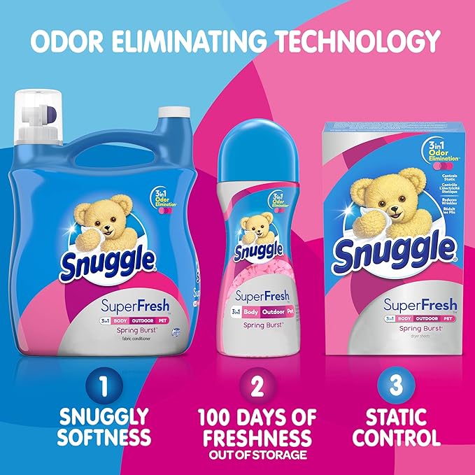 Snuggle Plus Super Fresh Liquid Fabric Softener, Spring Burst, 31.7 Fluid Ounce