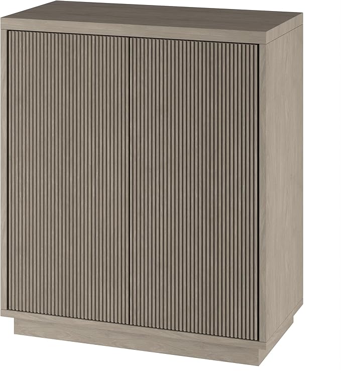 Henn&Hart 28" Fluted Wooden Accent Cabinet, Ribbed Modern Sideboard Buffet Cabinet with 2 Doors and an Adjustable Shelf for Living Room, Dining Room, Bedroom or Entryway, Antiqued Gray Oak