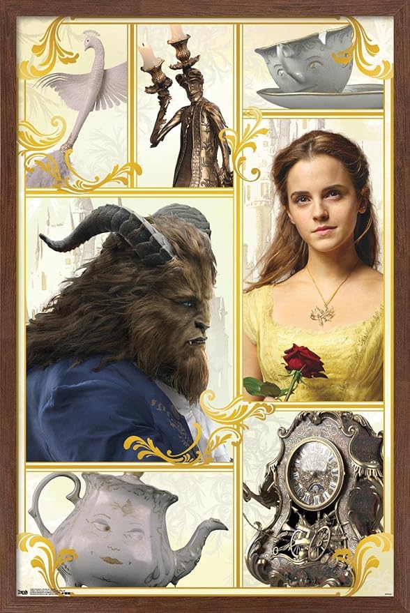 Trends International Disney Beauty And The Beast - Group Wall Poster, 22.375" x 34", Mahogany Framed Version