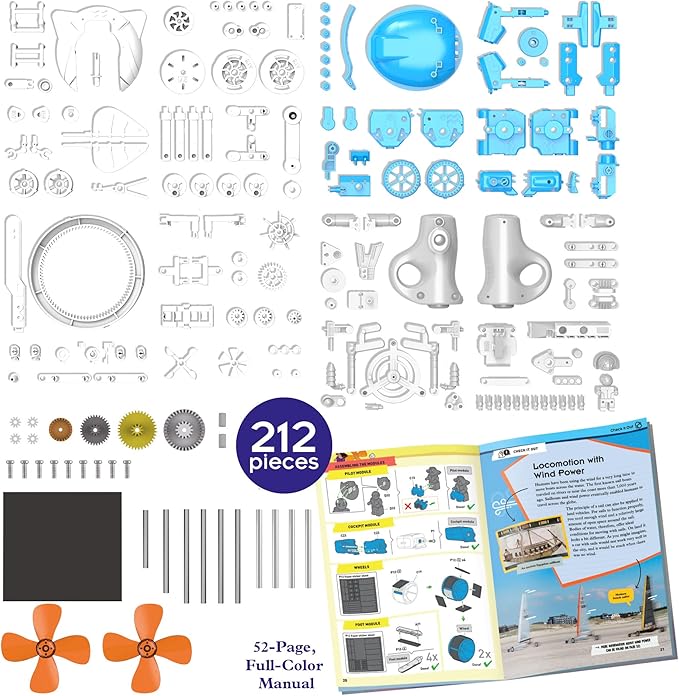 Thames & Kosmos WindBots 6-in-1 Engineering STEM Kit | Build 6 Wind-Powered Bots, No Batteries/Electricity Required | Explore Wind Technology, Gear Ratios & More | Full-Color Manual & Experiment Guide