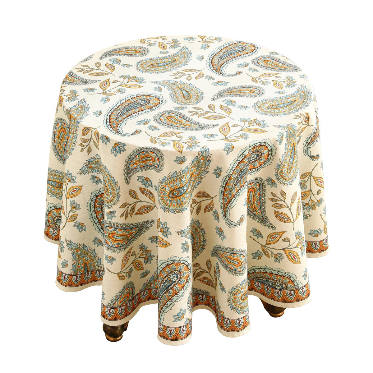 patdrea Vintage French Linen Tablecloth,Round,Diameter 67"-Wensel