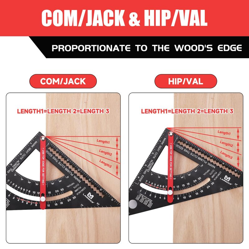 LARMEIL Carpenter Square 7 inch Woodworking Tools Adjustable Rafter Square Carpenter Tools, Combination Square Framing Square, Aluminium Carpentry Squares, Gift for Carpenters