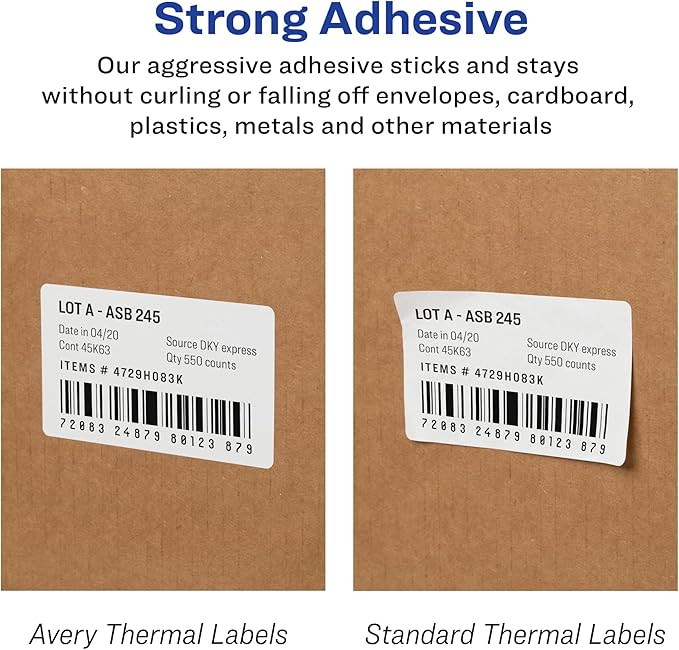 Avery Direct Thermal Shipping Labels, 2-1/8" x 4", White, Comparable to DYMO 30323, 1 Roll of Labels, 140 Total (4153)
