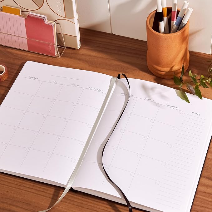 Erin Condren 8x10 Softbound Undated Focused Planner With Additional Productivity and Goal-Setting Pages - Black