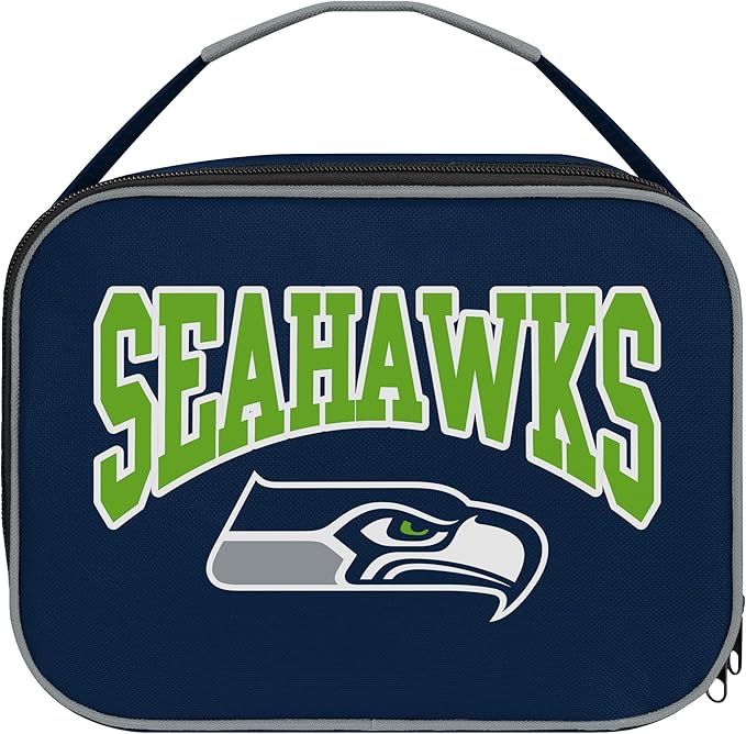 FOCO NFL Unisex-Adult Officially Licensed Wordmark Team Color Big Logo Football Zip Closure 7L Lunch Bag - Seattle Seahawks