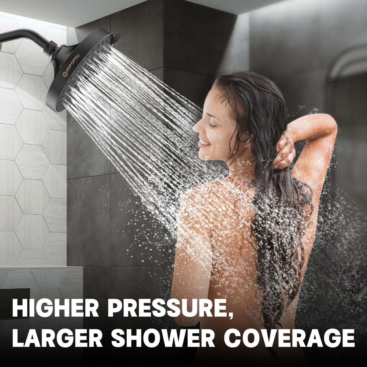 HOPOPRO 5-Mode High Pressure Shower Head - The Washington Post, NBC News, Today TV Show Recommended - High Flow Fixed Showerheads (6 Inch Oil Rubbed Bronze)