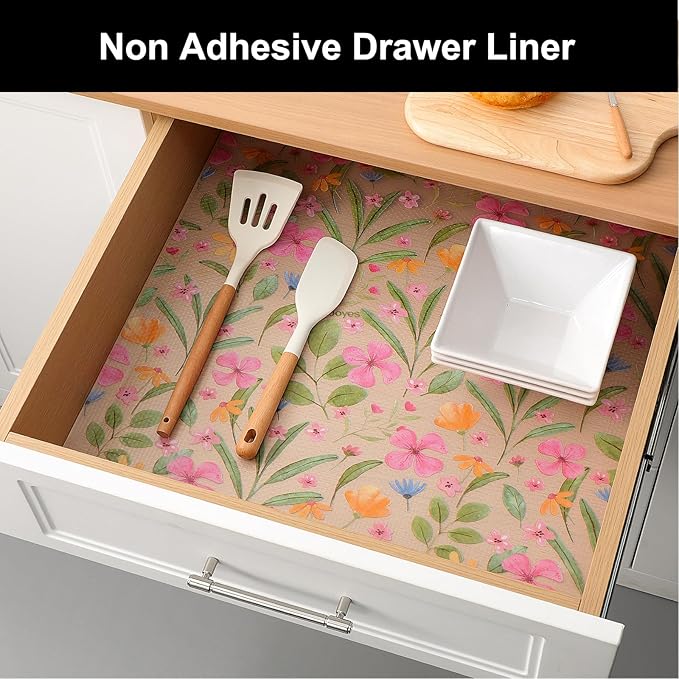 Cooyes Shelf Liner – Premium Non-Adhesive Cabinet & Drawer Liner for Kitchen – Waterproof Shelf Paper with Modern Pattern – Durable EVA Cabinet Mat – Easy to Cut （12" W x 120" L）