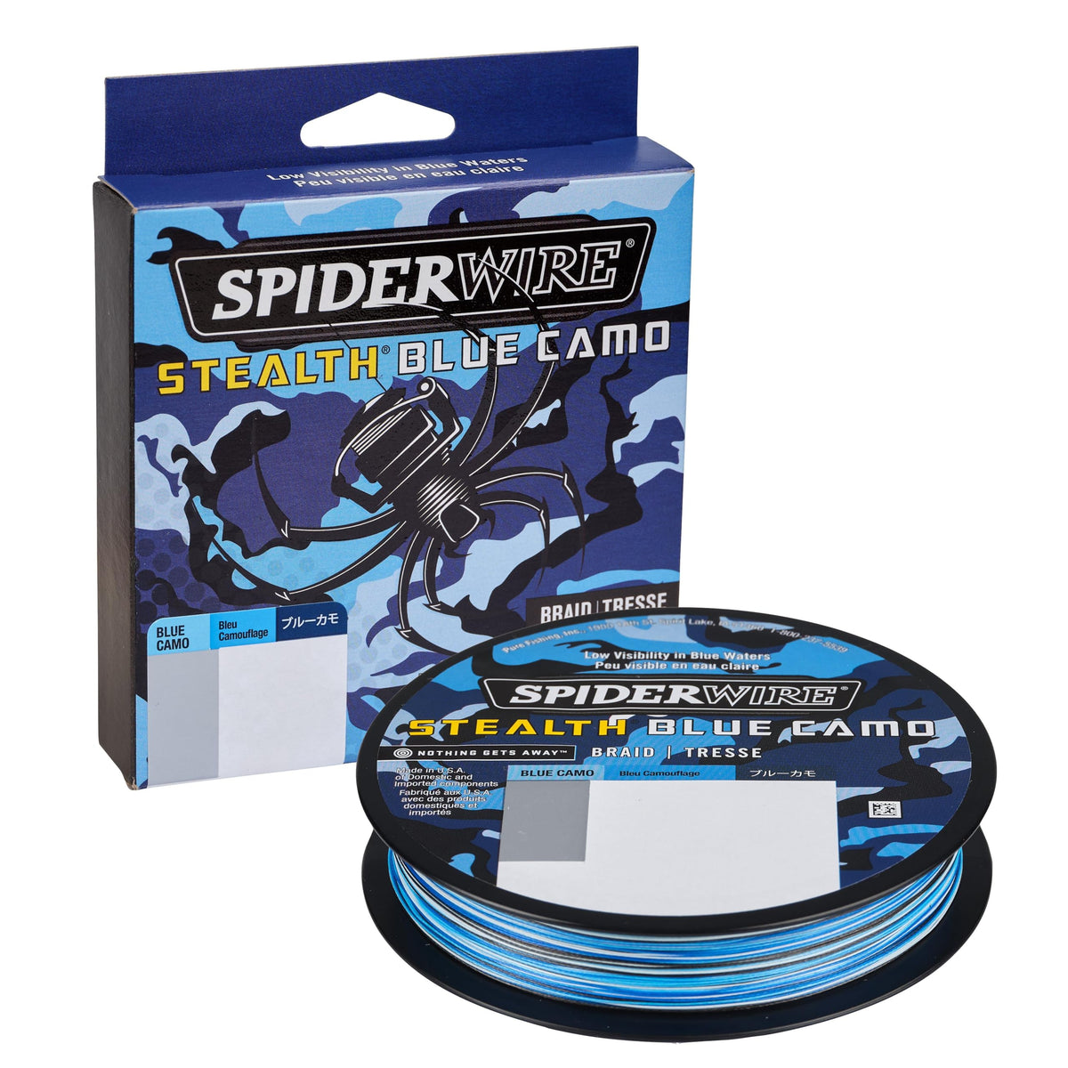 SpiderWire Stealth® Superline, Blue Camo, 100lb | 45.3kg, 250yd | 228m Braided Fishing Line, Suitable for Saltwater and Freshwater Environments