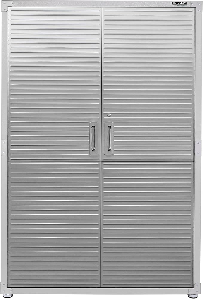 Seville Classics UltraHD Solid Steel Lockable Metal Storage Cabinet Locker Organizer, w/Adjustable Shelves for Garage, Warehouse, Office, Classroom, Granite, 48" W x 24" D x 72" H
