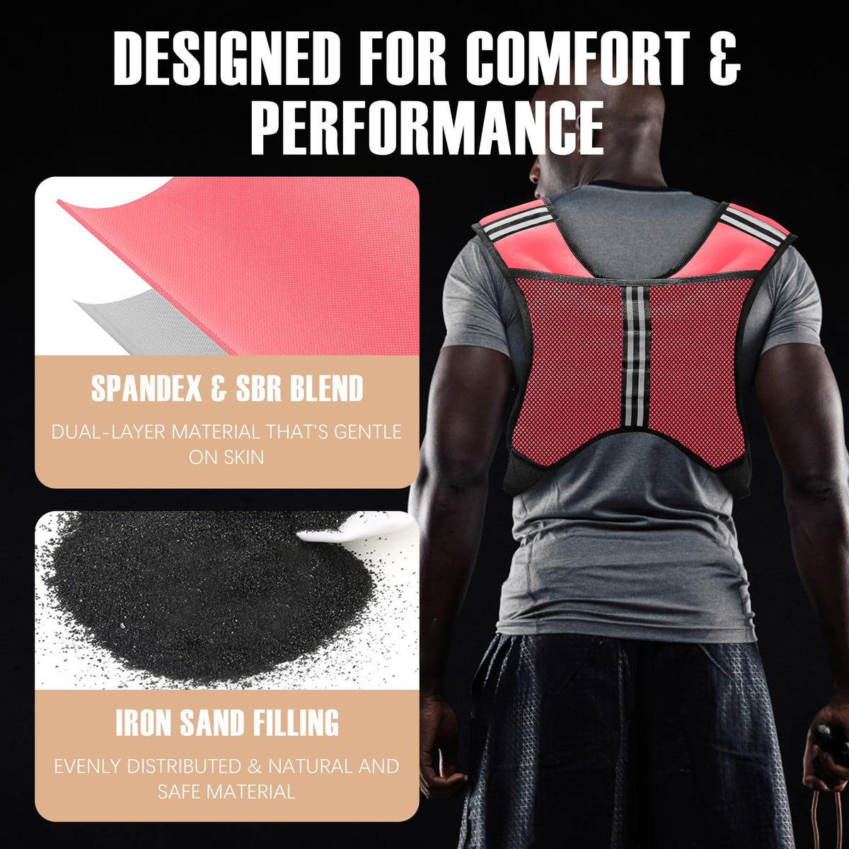 NATURELUX Weighted Vest with Reflective Stripe and Adjustable Buckle Straps, Pink, 30 lbs