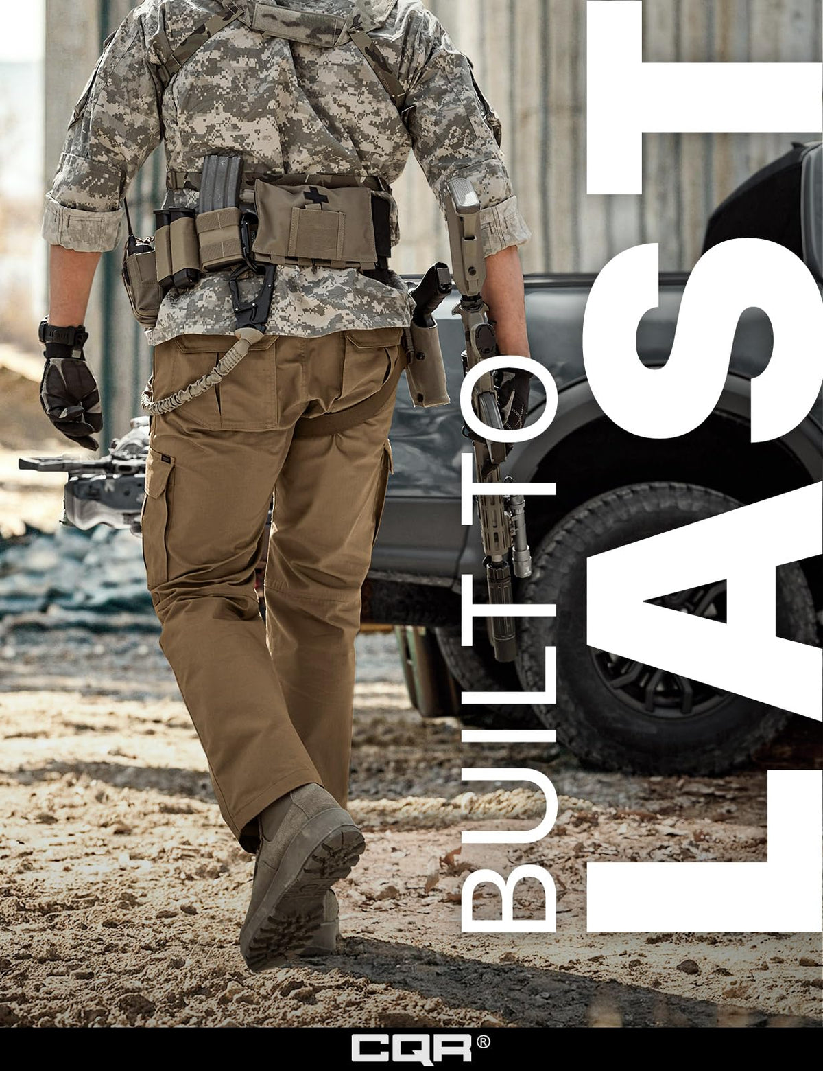 CQR Men's Tactical Pants, Water Resistant Ripstop Cargo Pants, Lightweight EDC Work Hiking Pants, Outdoor Apparel, Raider Mag Cougar, 34W x 32L