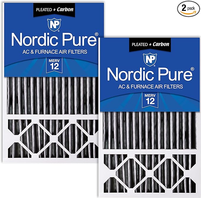 Nordic Pure 16x25x5 Honeywell Replacement Air Filters MERV 12 Plus Carbon 2 Pack