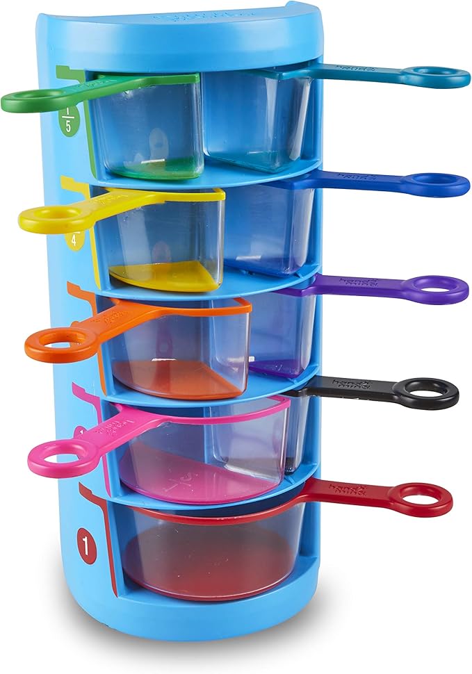 hand2mind Rainbow Fraction Measuring Cups, Set of 9, Ages 3+