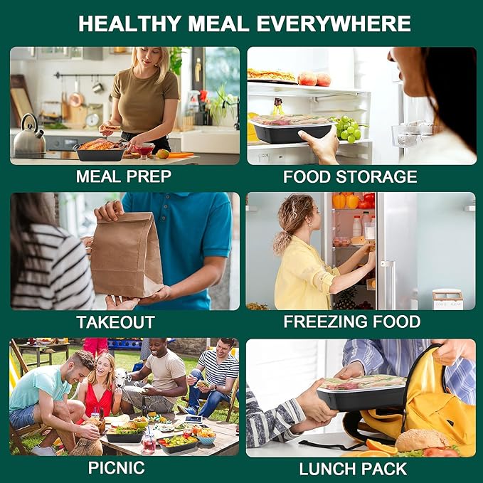 KEEP COLDER 38 Oz Plastic Meal Prep Containers - [100 Set] Food Storage Containers with Lids - Clear Disposable To Go Containers, BPA Free, Stackable, Leakproof, Microwave and Freezer Safe
