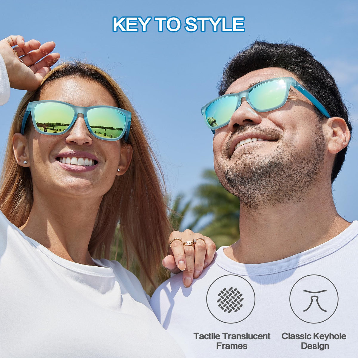 Jefoo Polarized Sports Running Sunglasses for Women Men Retro Trendy Sun Glasses UV400 Protection Tangle Free