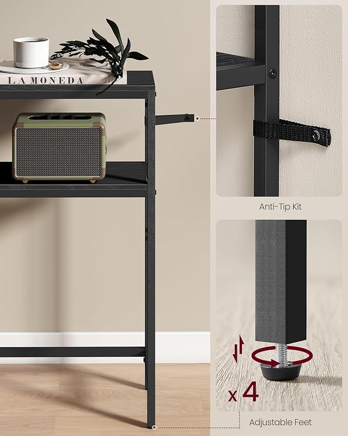 VASAGLE Console Table, 2-Tier Narrow Sofa Table with 2 Shelves, 7.9 x 31.5 x 31.5 Inches, for Living Room, Hallway, Entryway, Charcoal Gray and Ink Black ULNT130B22V1