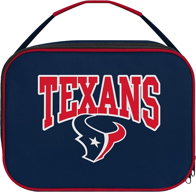 FOCO NFL Unisex-Adult Officially Licensed Wordmark Team Color Big Logo Football Zip Closure 7L Lunch Bag - Houston Texans