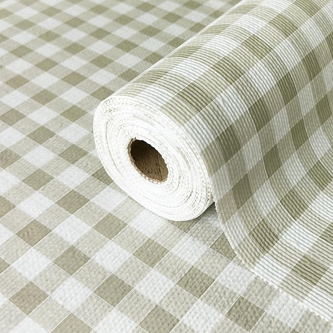 Drawer Liner and Shelf Liner for Kitchen Cabinet Liner Non-Adhesive Non-Slip Shelf Paper, Thick Strong Grip Waterproof Easy to Clean for Shelves, Cupboard, Desks, Green Plaid Pattern, 17.5 in x 30 FT