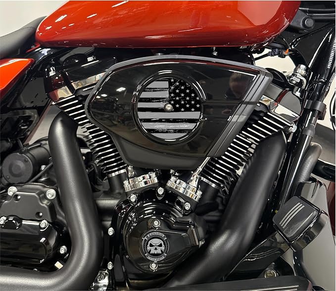 Kustom Cycle Parts Black and Grey American Flag Plastic Air Cleaner Console