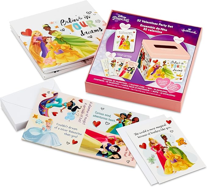 Hallmark Disney Princess Valentines Day Cards for Kids School Classroom Exchange and Mailbox with Light and Sound