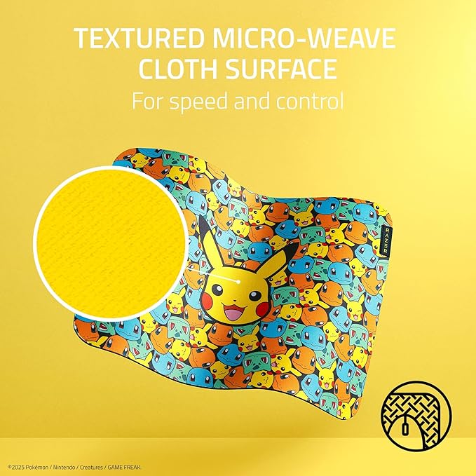 Razer Gigantus V2 Soft Gaming Mouse Pad (Medium): Textured Micro-Weave Cloth Surface - Thick, High-Density Rubber Foam - Non Slip Base - Pokémon Edition