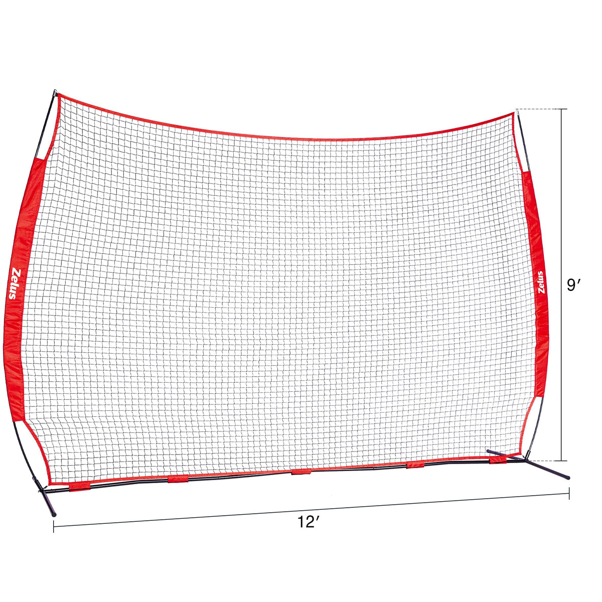 ZELUS 12x 9ft Barricade Backstop, Sports Barrier Nets for Lacrosse, Basketball, Soccer, Field Hockey, Baseball and More