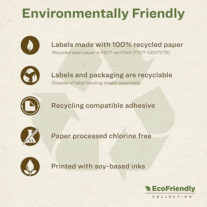 Avery EcoFriendly Recycled Address Labels, 1" x 2-5/8", White, Permanent Label Adhesive, 3,000 Printable Labels (48460) (Pack of 5)