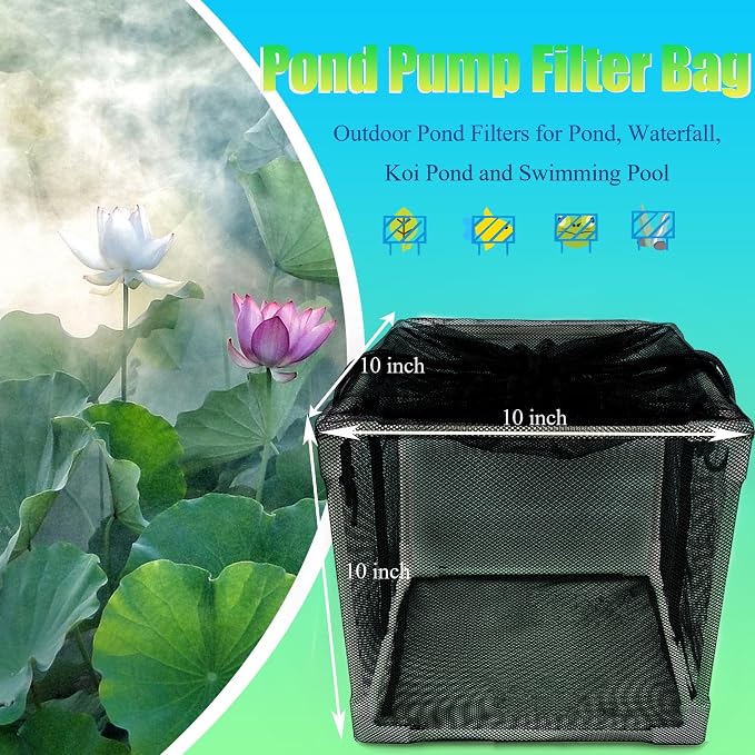 10 inch Large Pond Pump Filter Upgraded 2.0, Extended Anti-Clogging Outdoor