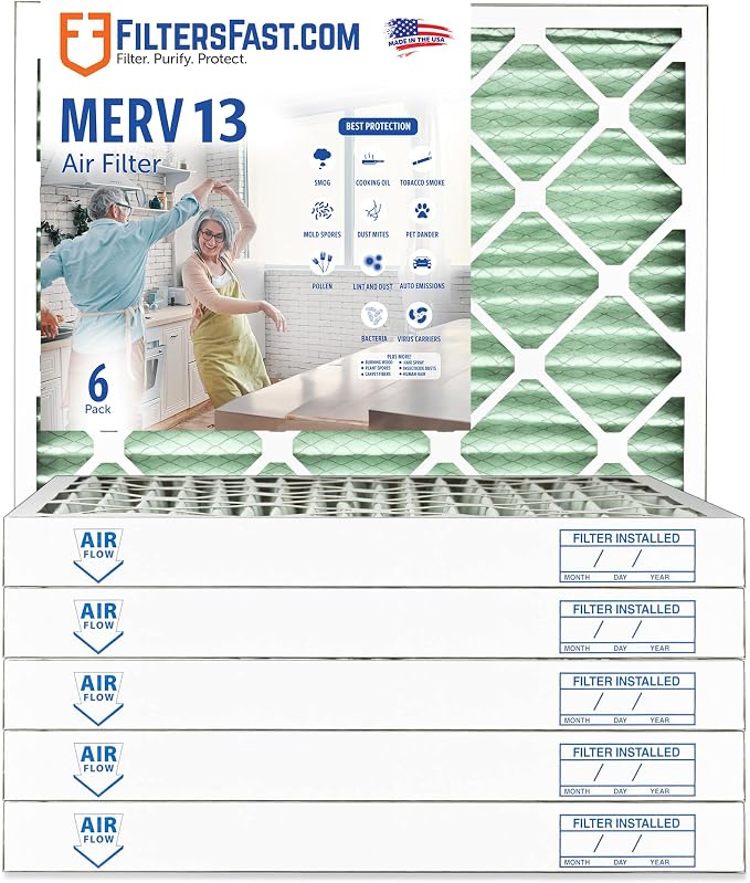 Filters Fast 14x17x2 Pleated Air Filter Merv 13, 2 inch AC Furnace Air Filters