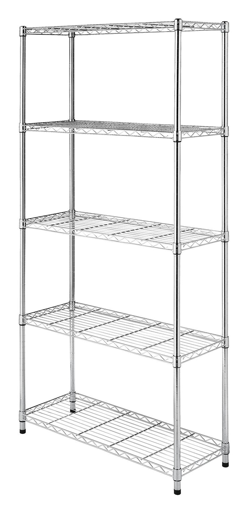 Whitmor 5 Tier Shelving Unit, Metal Storage Shelves, 400 lbs Capacity per Shelf, 2000 lbs Total, Adjustable Heavy Duty Shelf, Easy Assembly for Kitchen, Garage, Plant, 36"L x 14"W x 72"H, Chrome