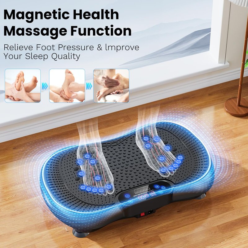 Vibration Plate Exercise Machine, Lymphatic Drainage Machine for Weight Loss, 100-Speed Platform with Remote & Bands, Quiet Full Body Vibrating Plate 500 Lbs Capacity Fitness Platform(Black)
