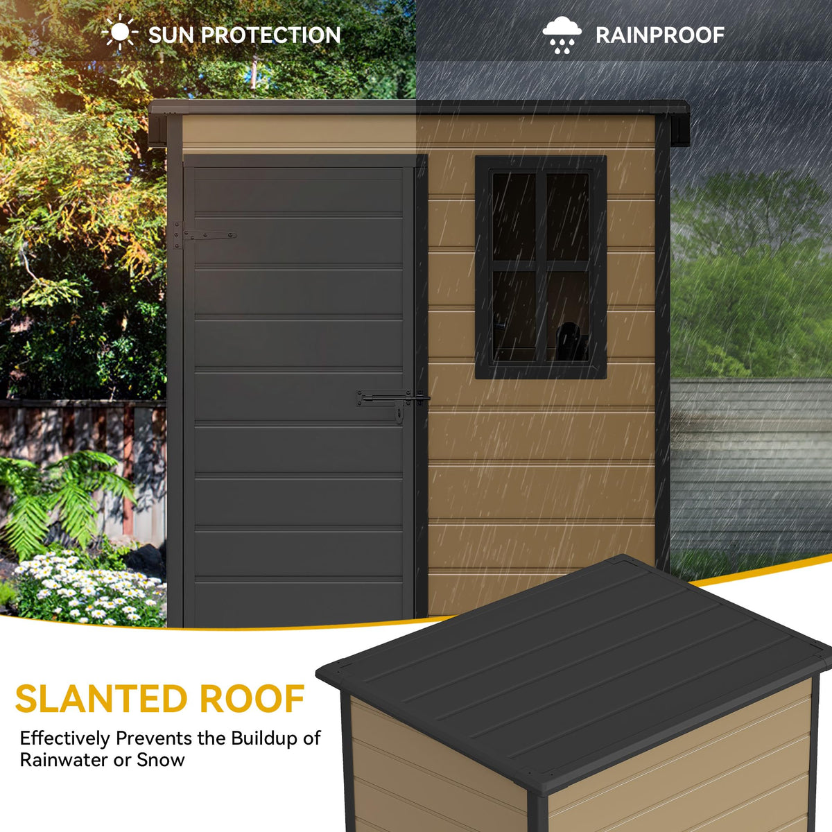DWVO 5x3ft Resin Outdoor Storage Shed with Floor, Waterproof Lockable Storage Shed with Window, Plastic Outside Tool Storage for Garden Backyard Patio Lawn