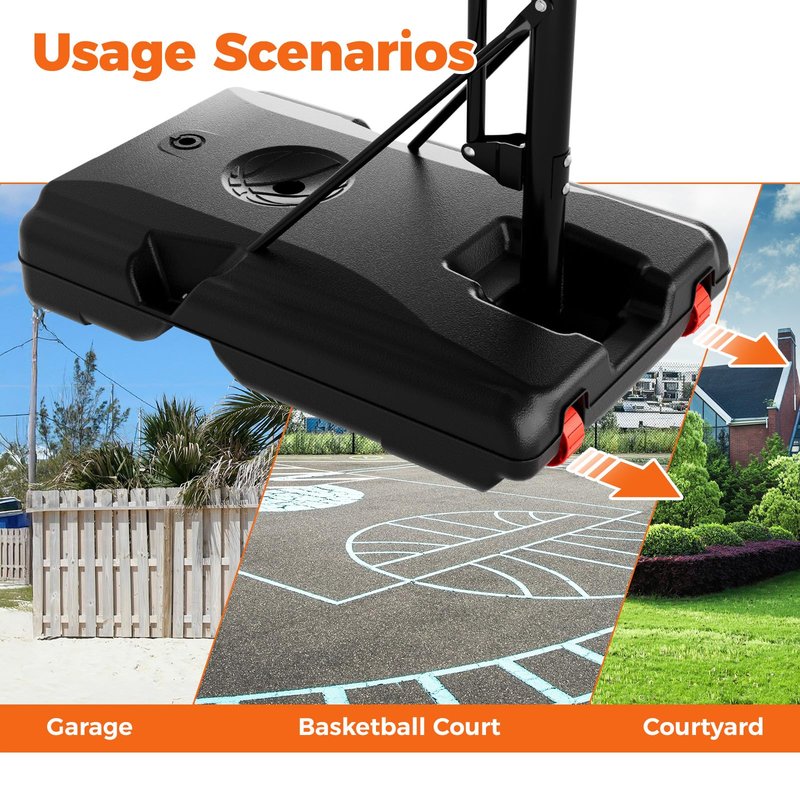 AWII SPORT Basketball Hoop 44 Inch Backboard Protable Basketball Hoop Outdoor, 4.8-10ft Height Adjustable Basketball Goal System for Kids Youth Adults Play in Backyard/Courts/Indoor
