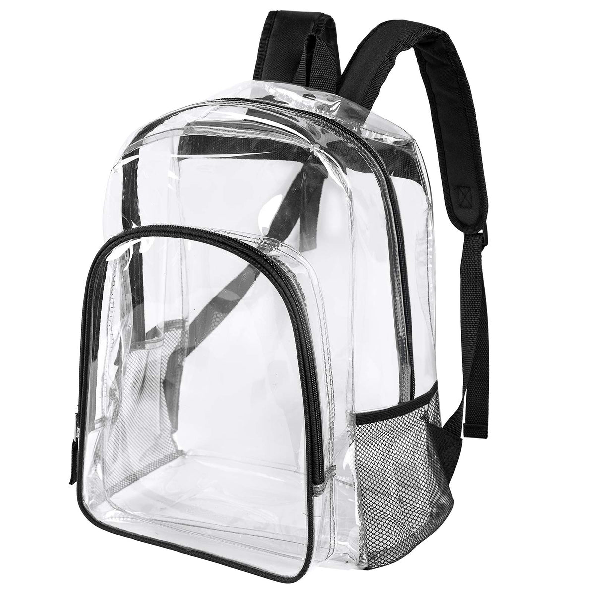 Clear Backpack Heavy Duty PVC School Bookbag for Girls Boys - See Through Transparent Backpack with Reinforced Straps for Work Travel Security Adults