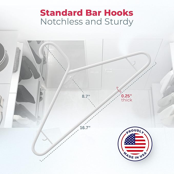 Neaties Plastic Hangers 100+ Pack (150 Count) – Made in the USA – 6lb Capacity Standard Clothes Hangers with Strap Hooks for Dresses, Lingerie, Shirts, Pants, and Jackets – Mint