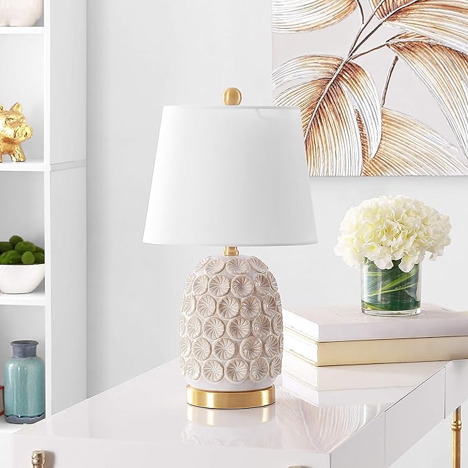 Safavieh Lighting Collection Lamson Cream 21-inch Bedroom Living Room Home Office Desk Nightstand Table Lamp (LED Bulb Included)