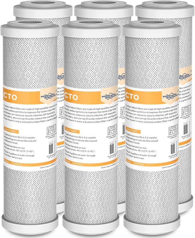 Membrane Solutions 5 Micron 2.5" x 10" CTO Carbon Block Water Filter Cartridge