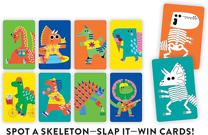 Mudpuppy Dino Slaps! – Dinosaur Version of Classic Kids Slap Jack Card Game with Cute Illustrations of Dinosaurs for Children Ages 4 and Up, 2-4 Players