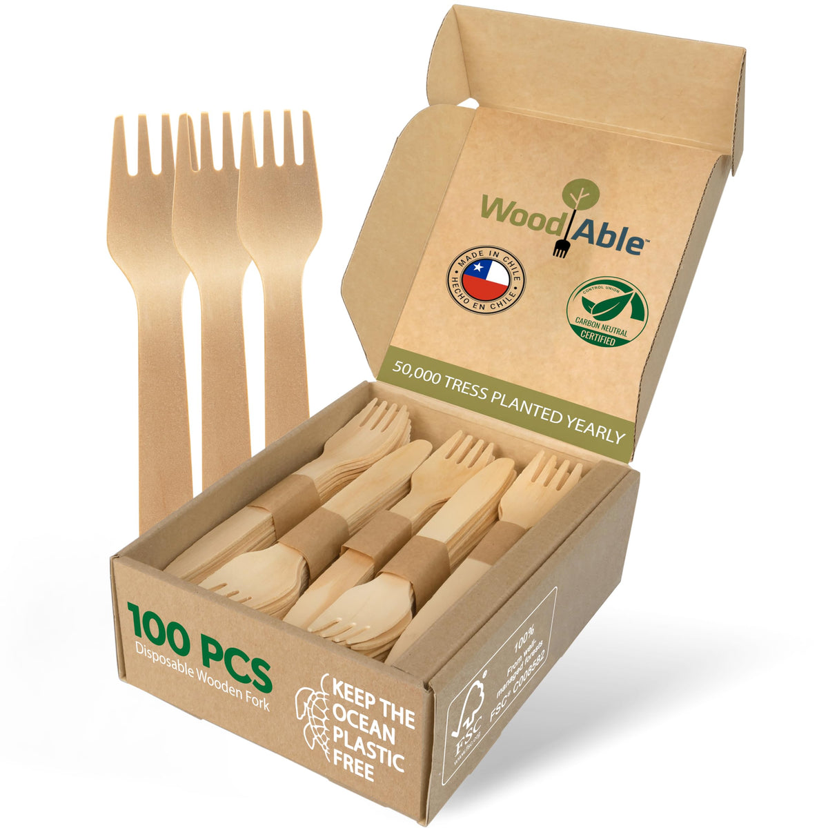 WOODABLE Wooden Spoons, 100 Pack, 6.5 Inch, Bamboo Utensils Alternative
