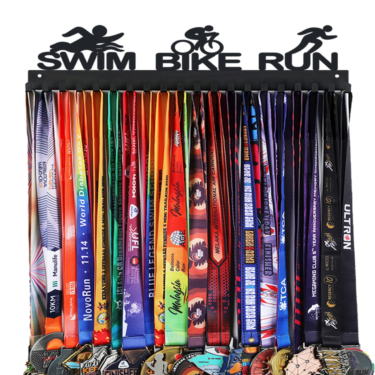 Goutoports Medal Holder Display-Ironman Triathlon Athletic Competition Medal Rack Display Wall Mounted-Over 60 Medals Easy to Install-HOL33