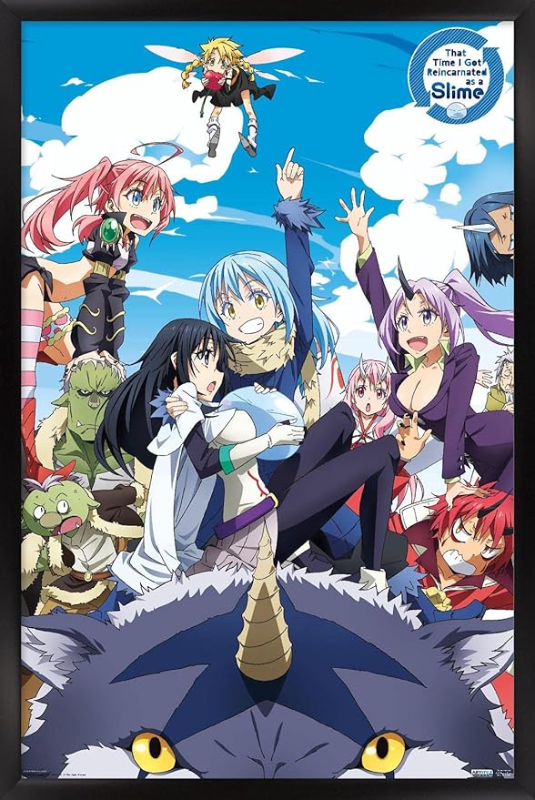 Trends International That Time I Got Reincarnated As A Slime - Group Wall Poster, 22.375" x 34", Black Framed Version