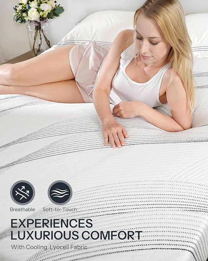 Life Balance Hybrid Twin Mattress 12 Inch, Made in USA, Medium, Individual Pocket Coils & Copper Gel Memory Foam， Hypoallergenic & Odorless, Motion Isolation & Pressure Relief, Mattress in a Box